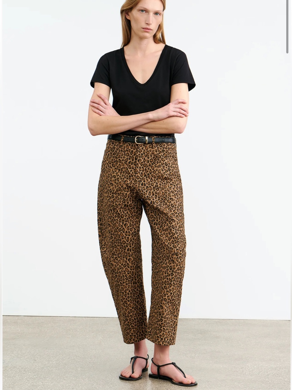 Nili Lotan Shon Pant Barrel leg  leopard print nwt 00
